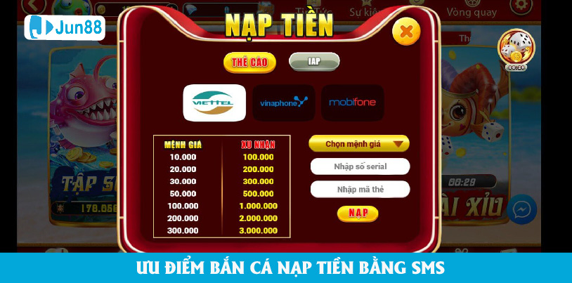 Game bắn cá nạp tiền bằng SMS ở mọi nơi bạn muốn